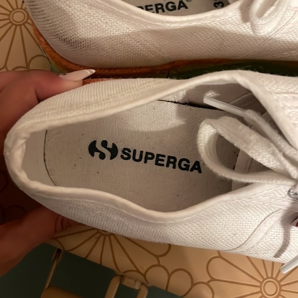 Superga 2790 Rainbow Espadrille Flatform Trainers in White - Picture 9 of 9